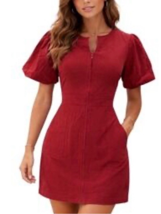 Lena Dresses & Skirts - Lena Red Puff Sleeve Mini Dress